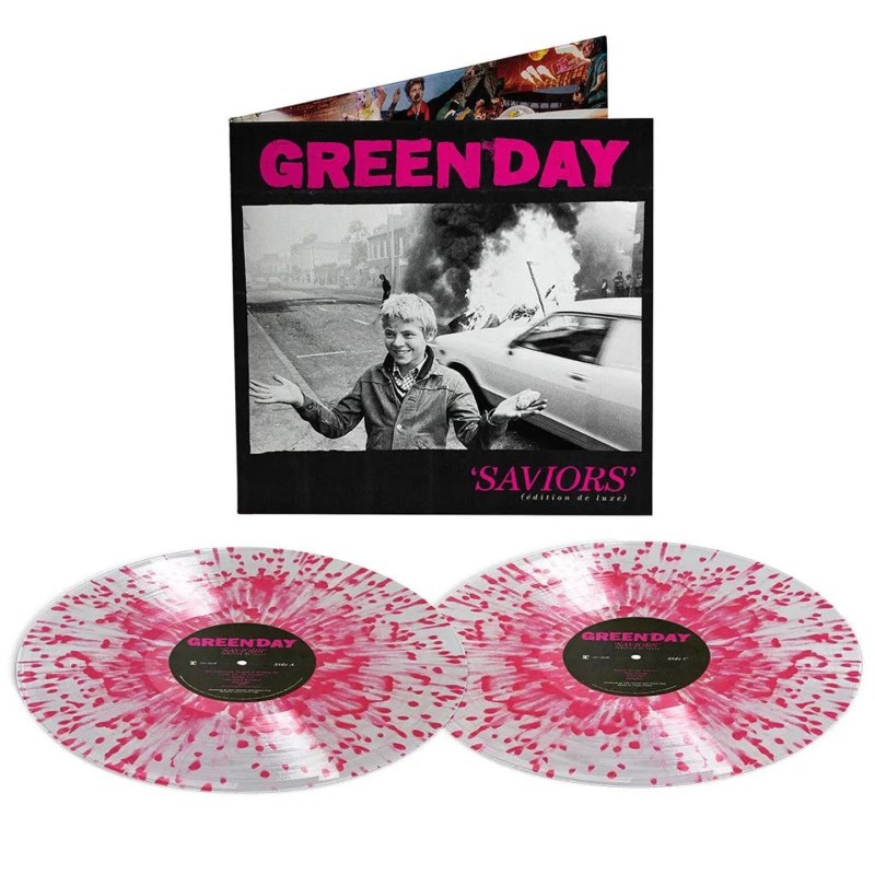 Green Day - Saviors - 2 LPs (Clear With Hot Pink Splatter Vinyl Edition)